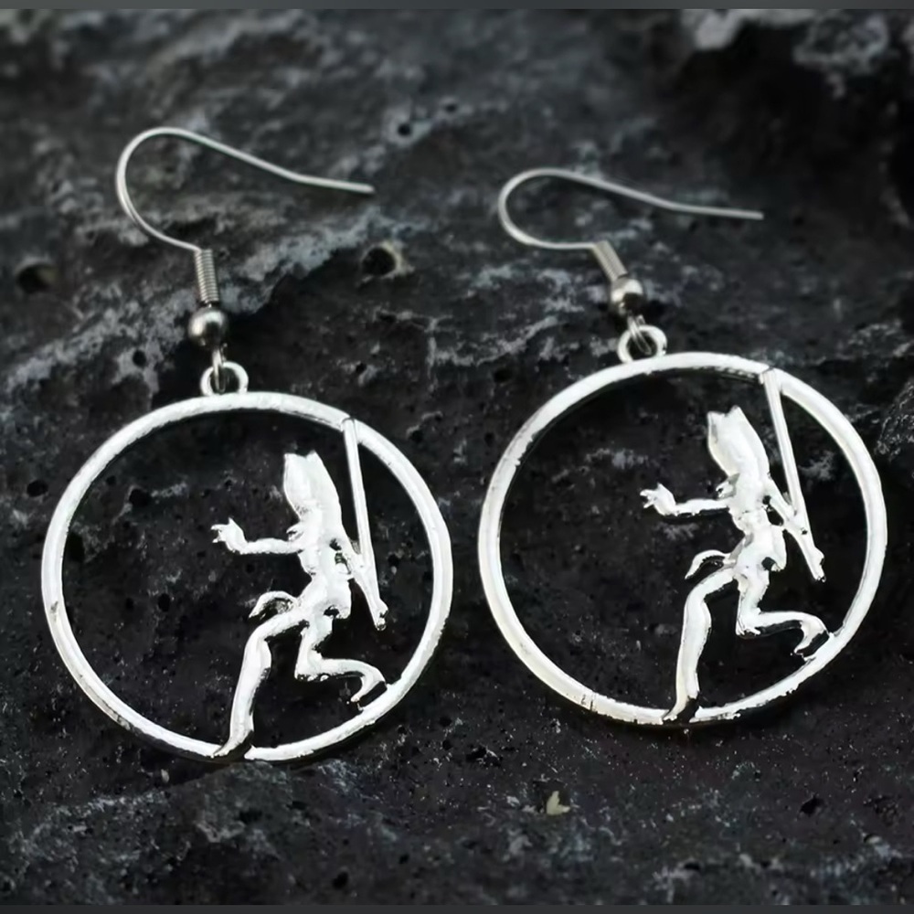 Star Wars Ahsoka Tano Silhouette Stainless Steel Dangle Drop Hoop Earrings
